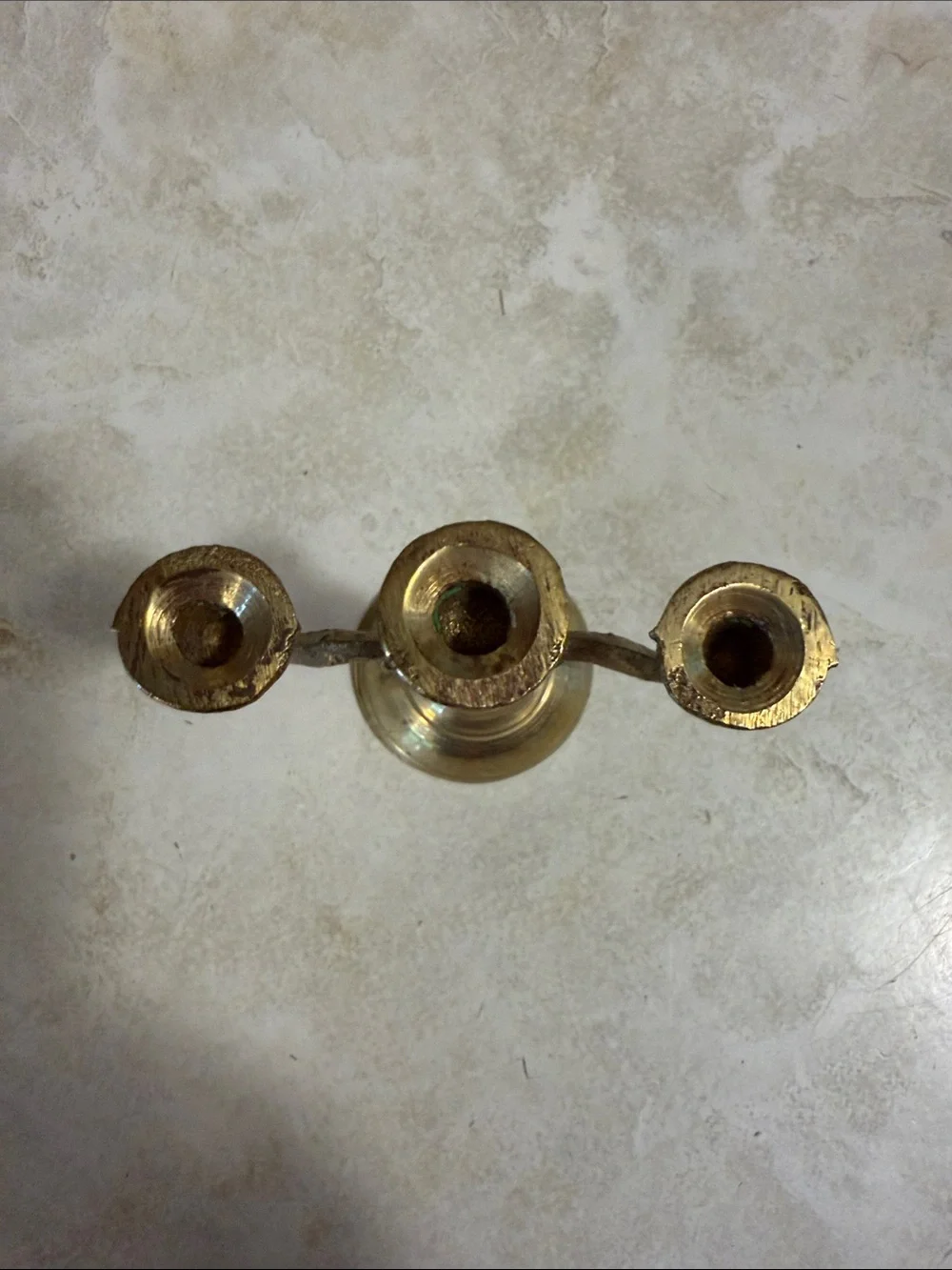 Vintage Miniature Gold Three-Arm Decorative Candle Holder - Home Accents